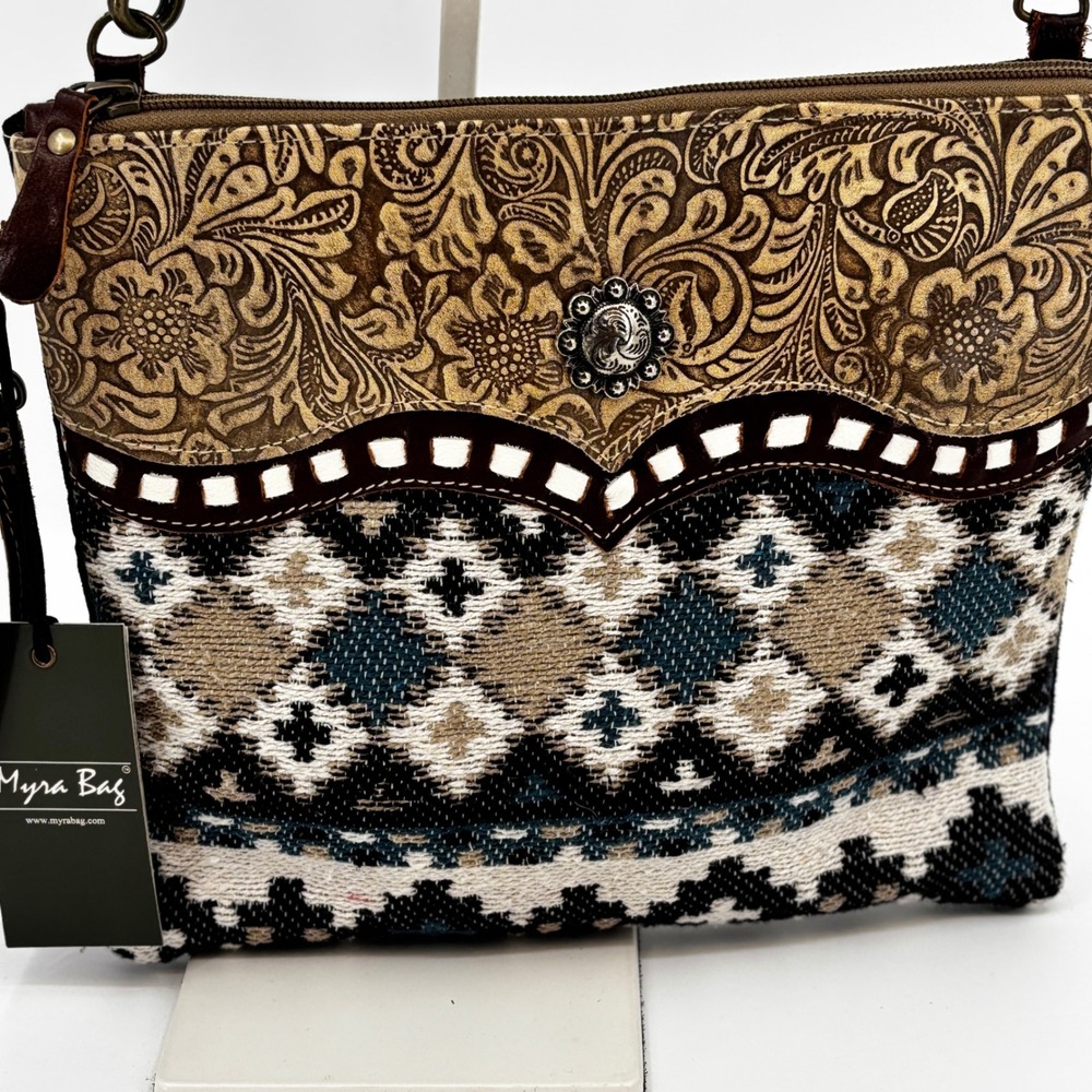 Myra Bag Tincture Crossbody Bag Womens Small Brown Tooled Leather Western NEW